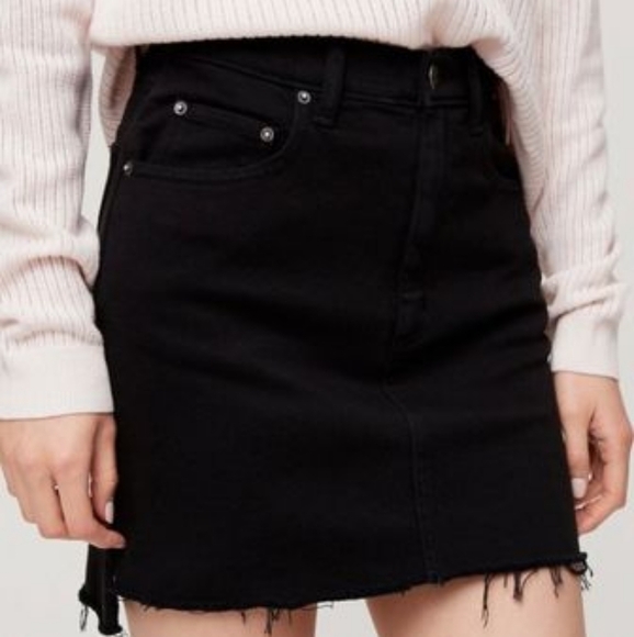 Wilfred Free Tanit Denim Raw Hem Skirt Black - Picture 1 of 8